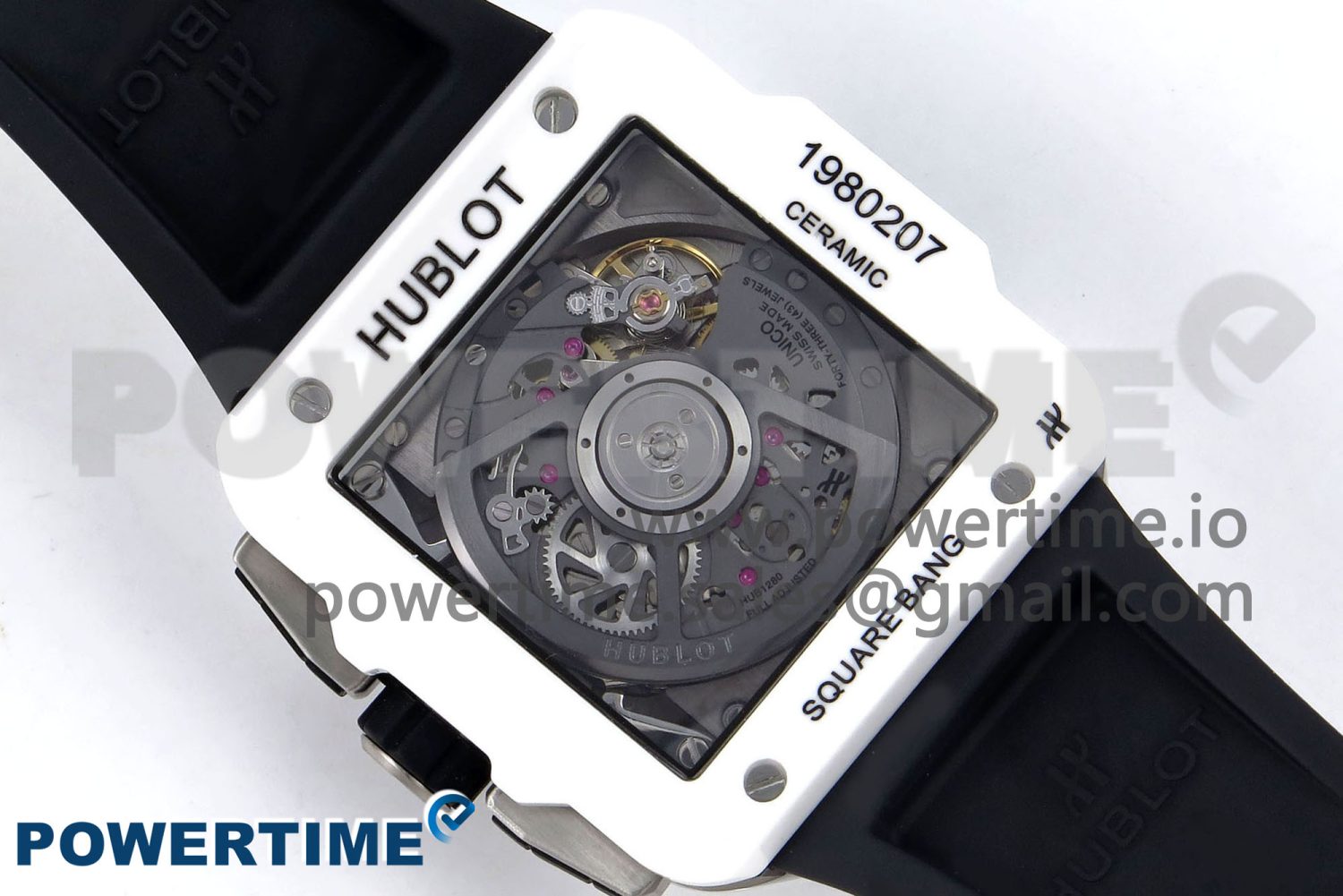Square Bang Unico White Ceramic BBF 1:1 Best Edition on Rubber Strap A1280 - Image 6