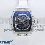 RM035-02 Transparent RMF 1:1 Best Edition Skeleton Dial on White Rubber Strap RMAL1