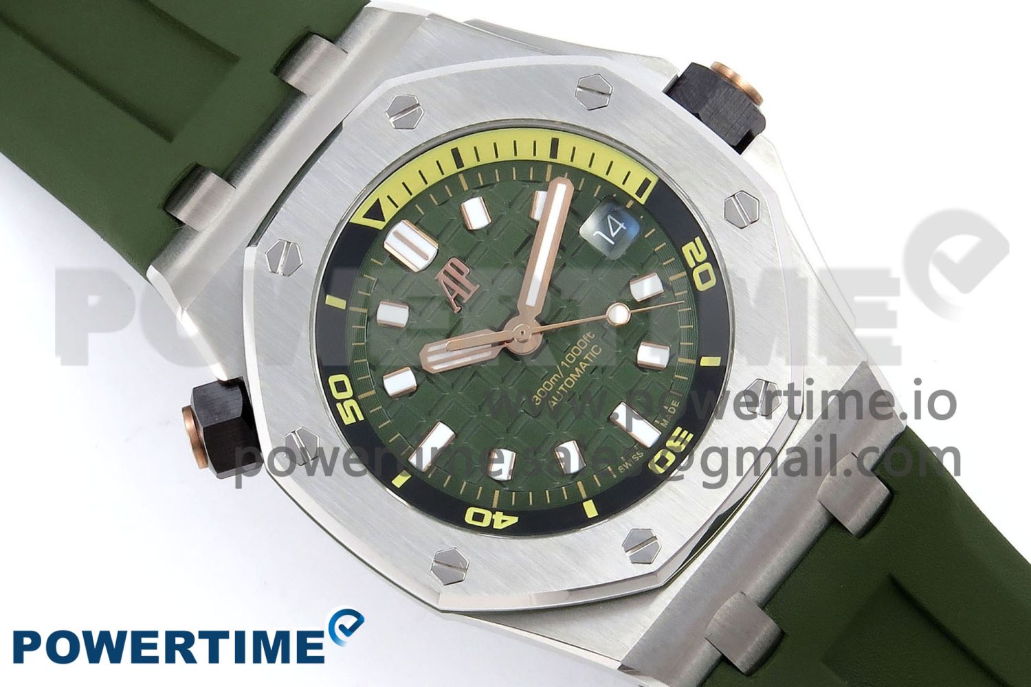 Royal Oak Offshore Diver 15720 IPF Best Edition Green Dial on Green Rubber Strap A4308 V2 - Image 3