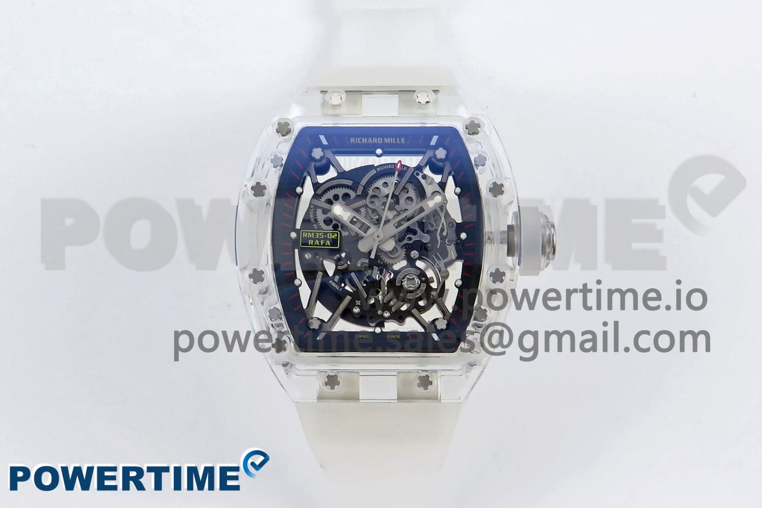 RM035-02 Transparent RMF 1:1 Best Edition Skeleton Dial on Transparent Rubber Strap RMAL1 - Image 1