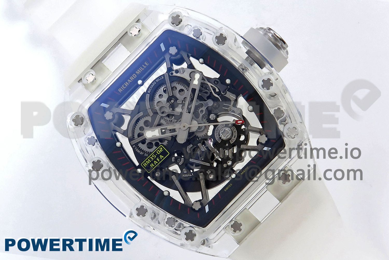 RM035-02 Transparent RMF 1:1 Best Edition Skeleton Dial on Transparent Rubber Strap RMAL1 - Image 3