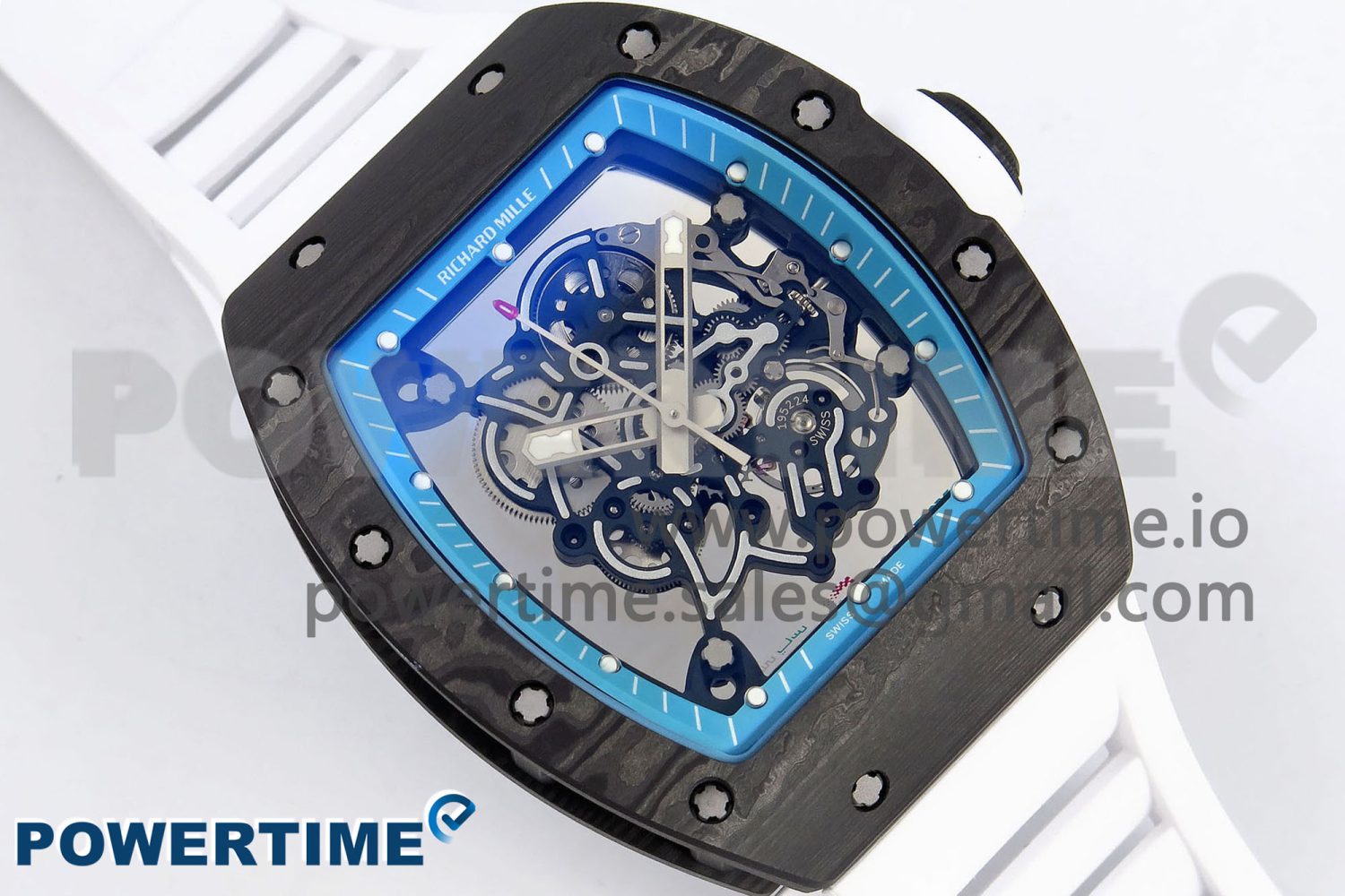 RM055 NTPT ZF 1:1 Best Edition Blue Bezel White Crown on Rubber Strap RMUL2 Super Clone - Image 3