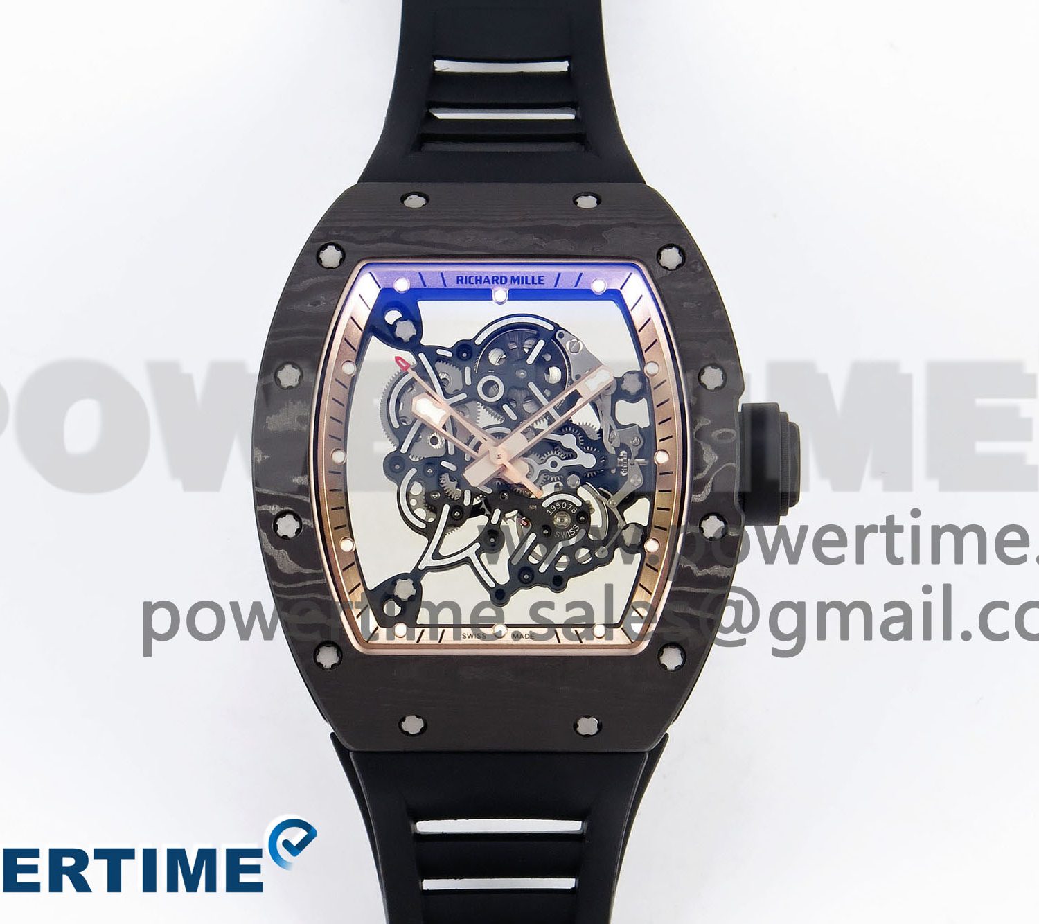 RM055 NTPT ZF 1:1 Best Edition Gold Bezel Black Crown on Rubber Strap RMUL2 Super Clone