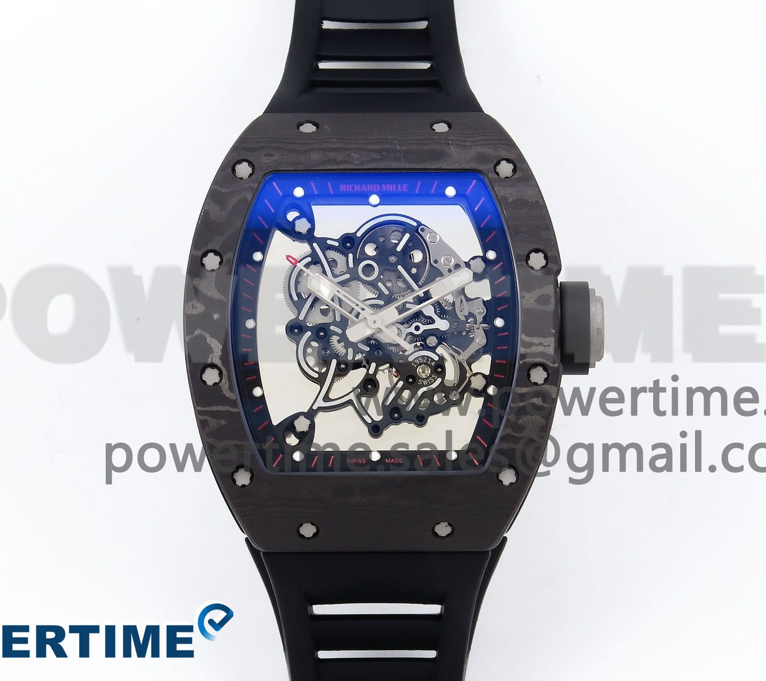 RM055 NTPT/Ti ZF 1:1 Best Edition Black Bezel Black Crown on Rubber Strap RMUL2 Super Clone