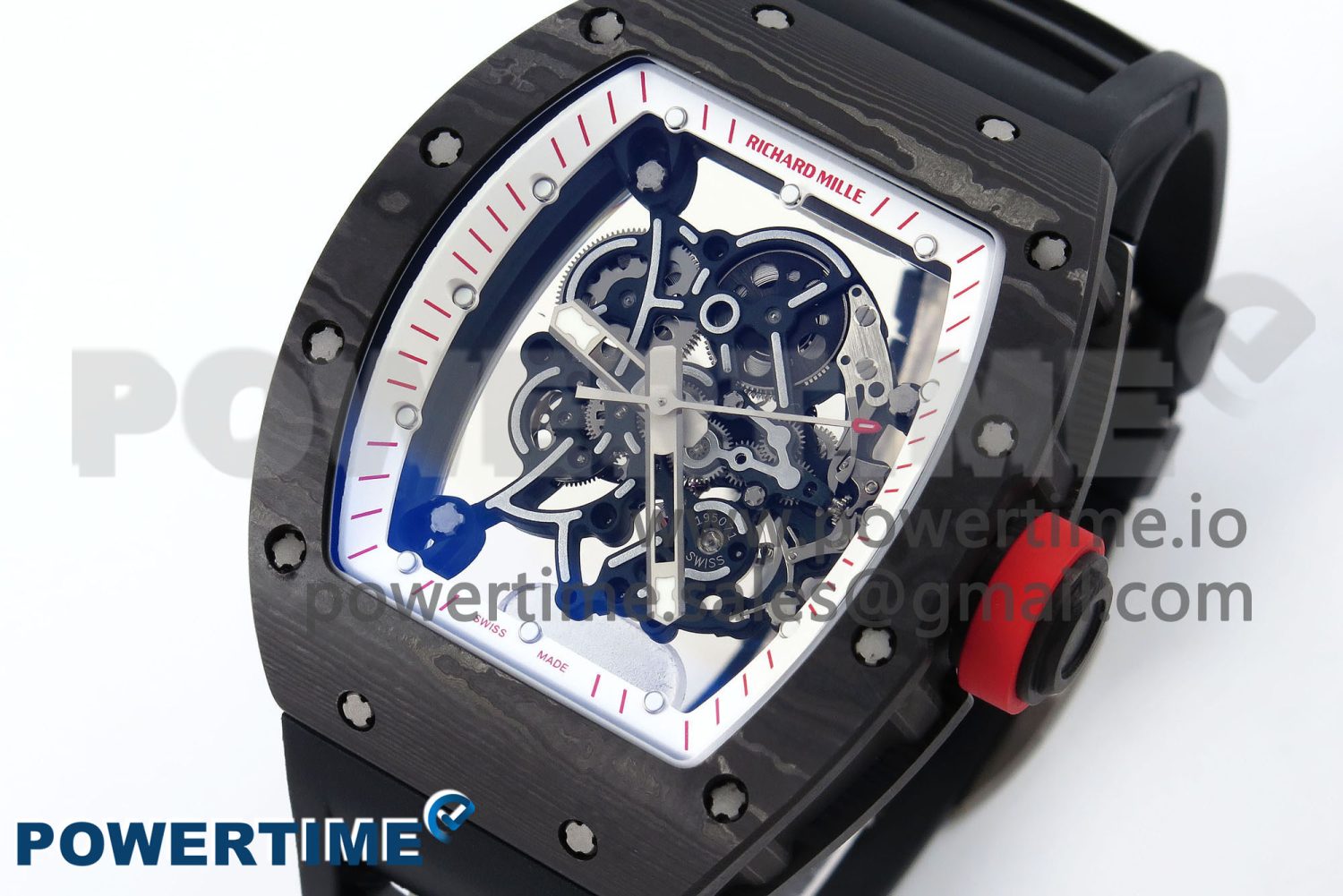 RM055 NTPT ZF 1:1 Best Edition White Bezel Red Crown on Black Rubber Strap RMUL2 Super Clone - Image 2