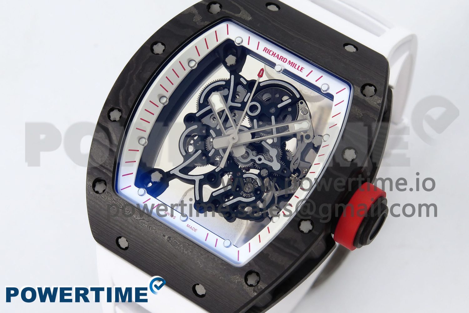 RM055 NTPT ZF 1:1 Best Edition White Bezel Red Crown on White Rubber Strap RMUL2 Super Clone - Image 2
