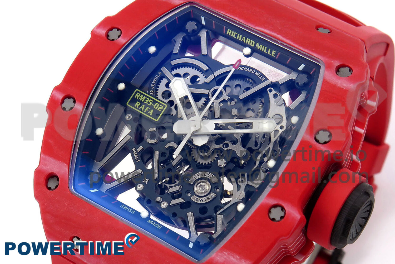 RM035-02 Red NTPT ZF 1:1 Best Edition Skeleton Dial on Red Rubber Strap RMAL1 Super Clone V6 - Image 2