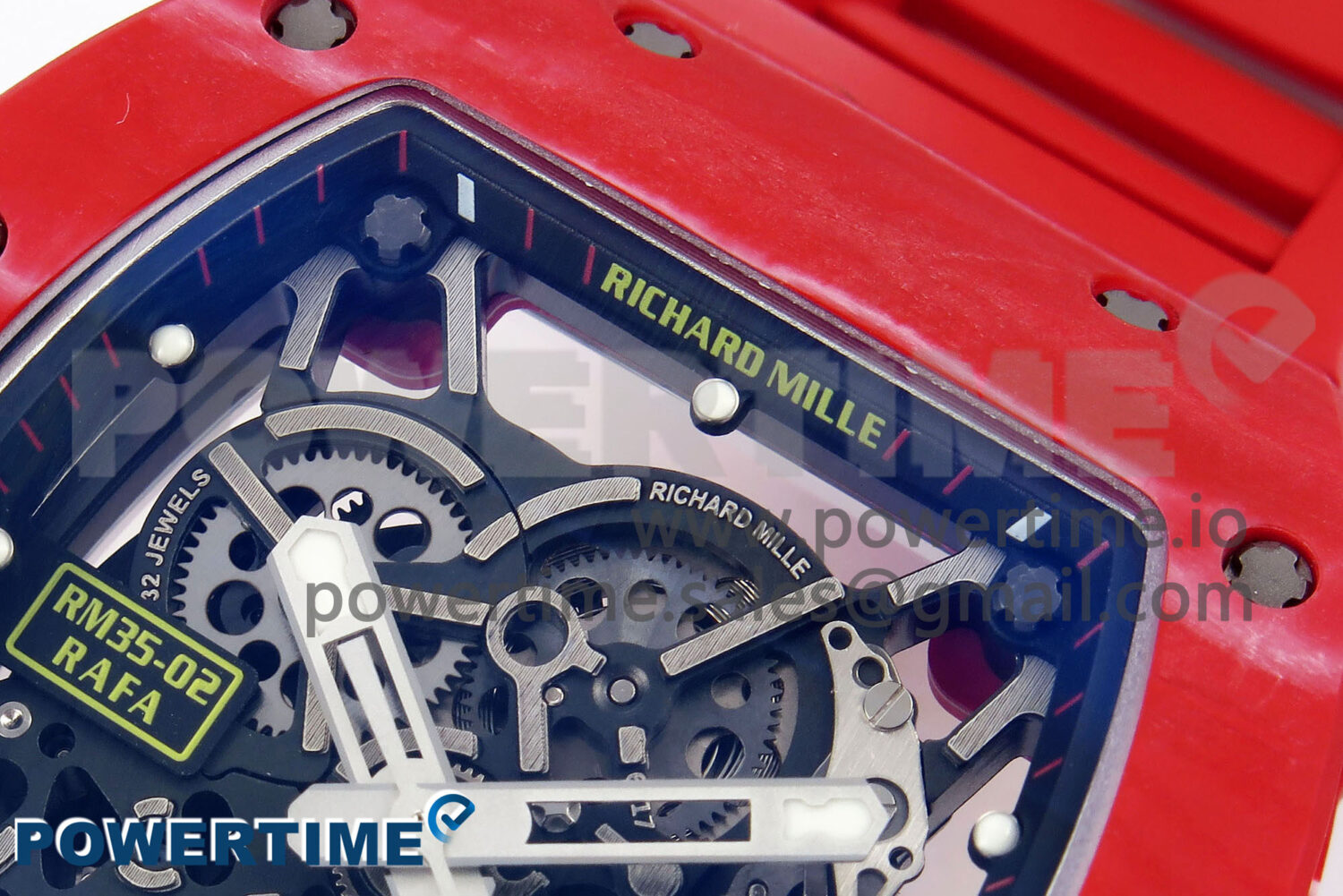 RM035-02 Red NTPT ZF 1:1 Best Edition Skeleton Dial on Red Rubber Strap RMAL1 Super Clone V6 - Image 4