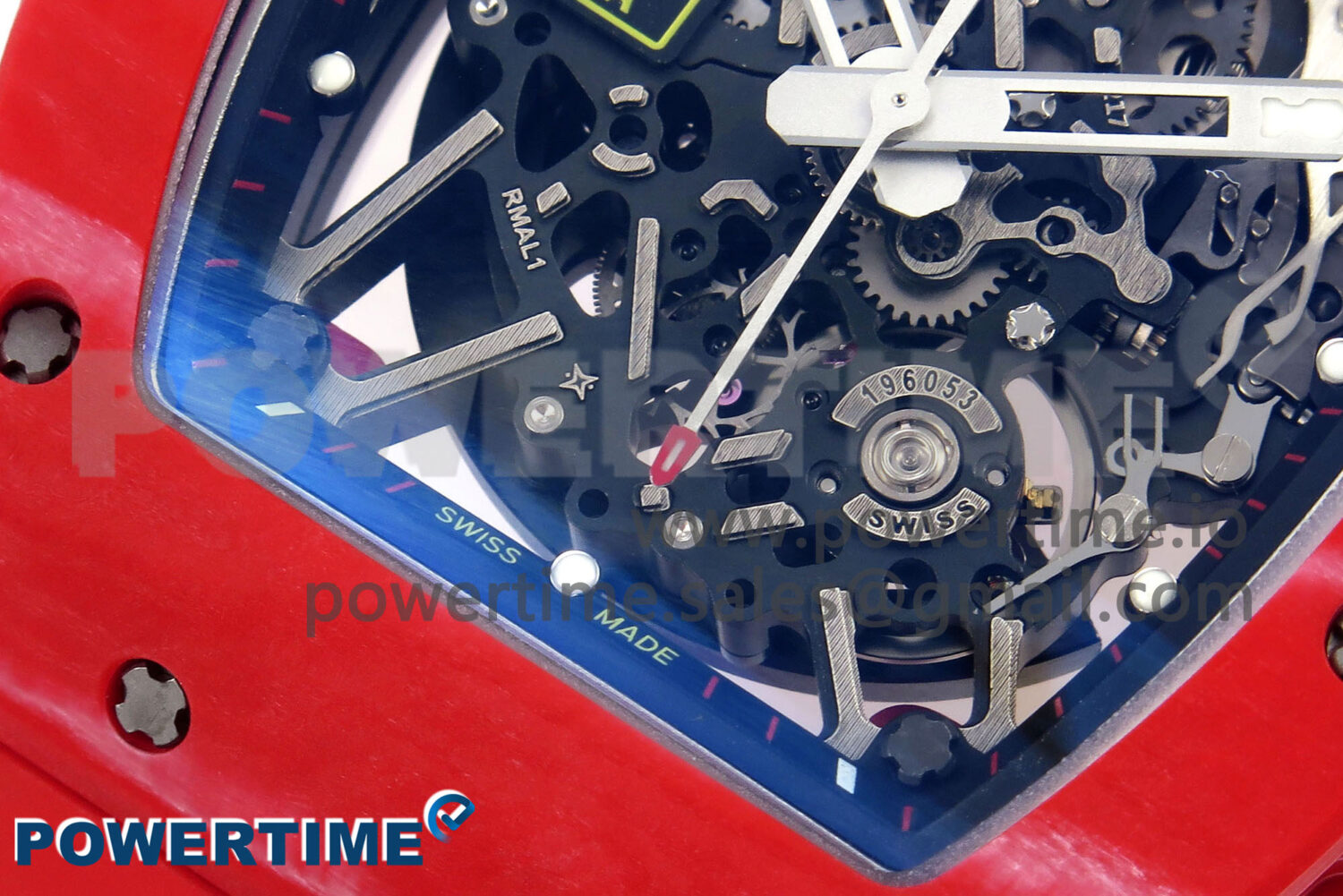 RM035-02 Red NTPT ZF 1:1 Best Edition Skeleton Dial on Red Rubber Strap RMAL1 Super Clone V6 - Image 5