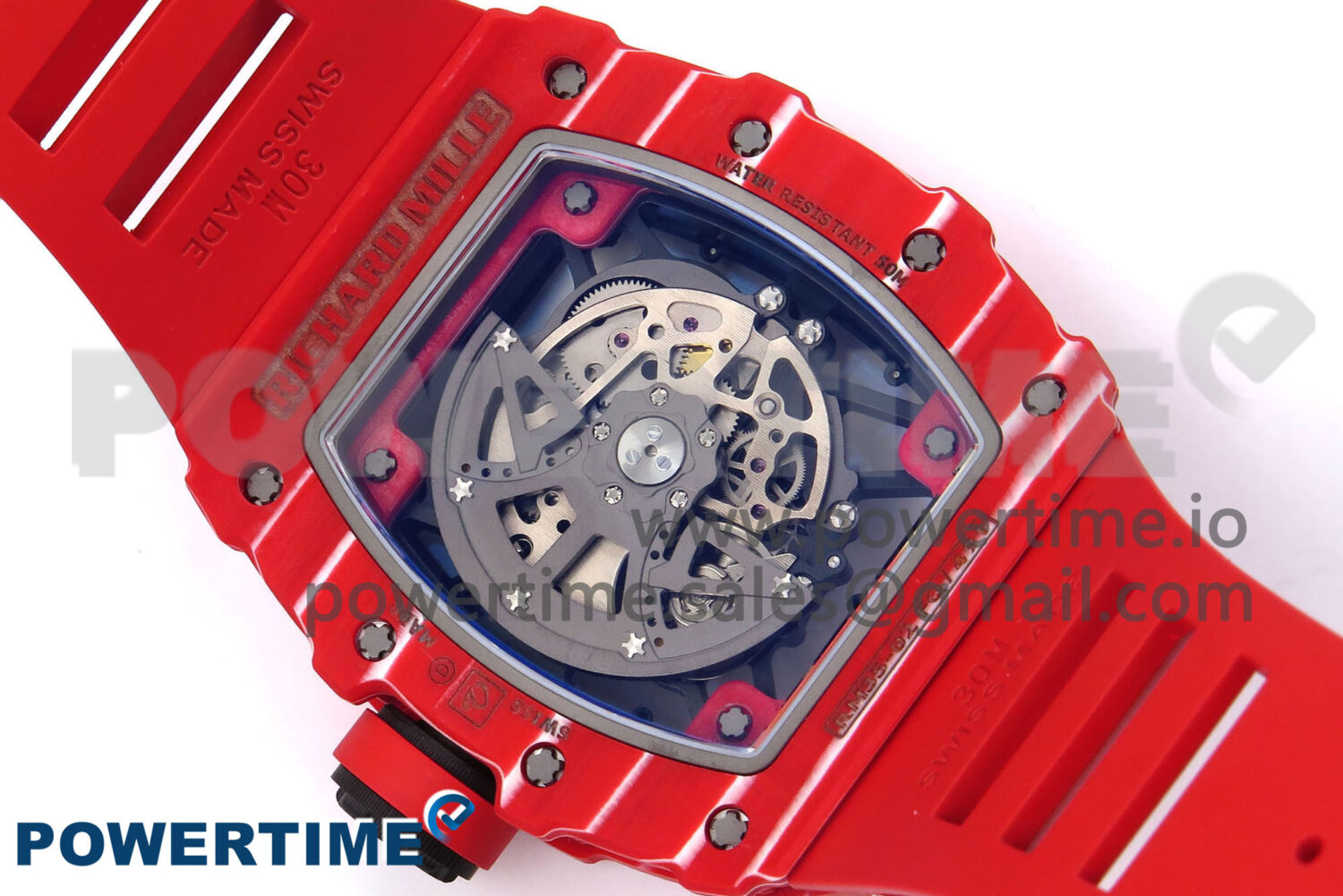 RM035-02 Red NTPT ZF 1:1 Best Edition Skeleton Dial on Red Rubber Strap RMAL1 Super Clone V6 - Image 8