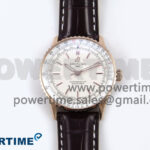 Navitimer Automatic 41mm RG TF 1:1 Best Edition White Dial on Brown Leather Strap A2824