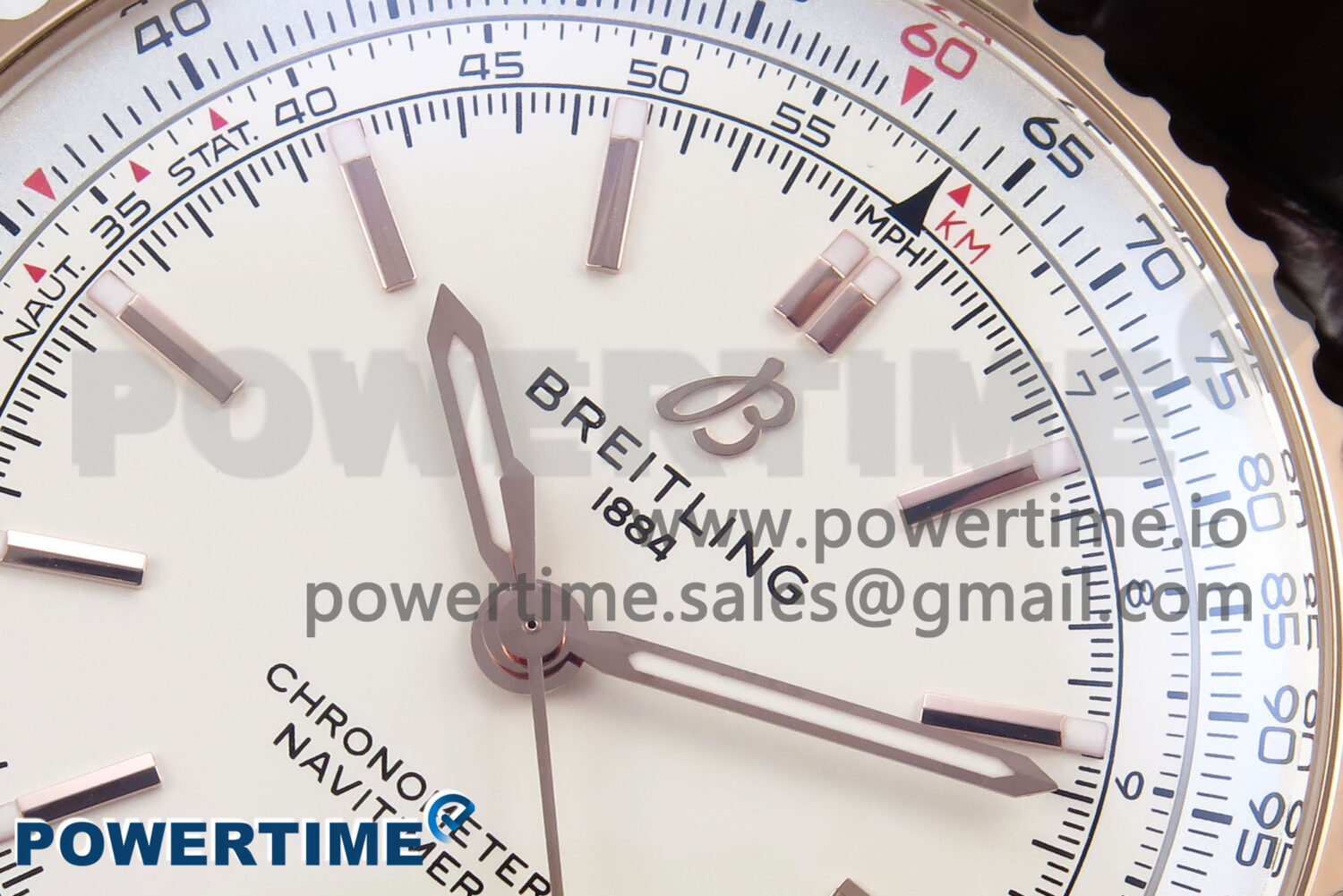Navitimer Automatic 41mm RG TF 1:1 Best Edition White Dial on Brown Leather Strap A2824 - Image 4