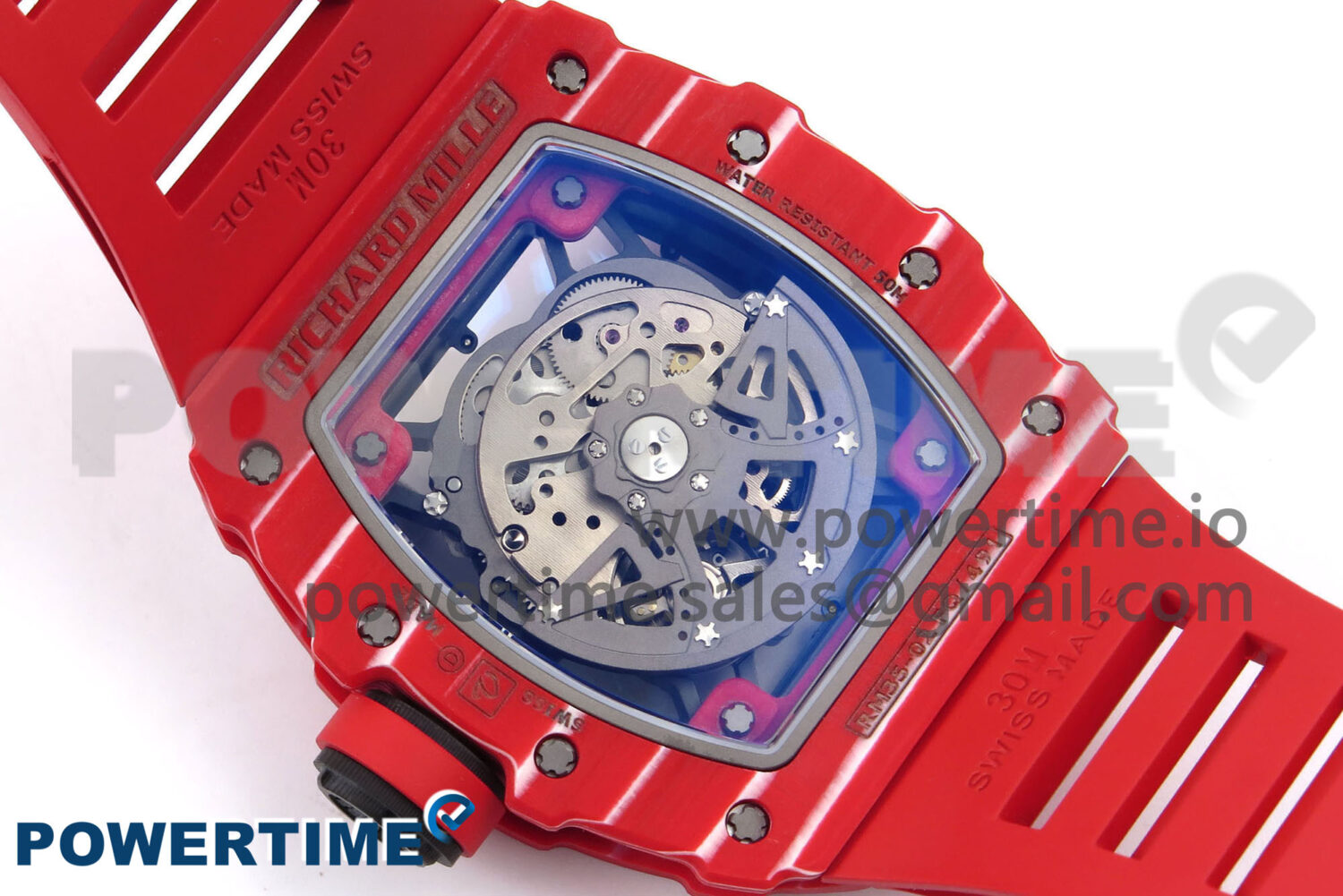 RM035-02 Red NTPT ZF 1:1 Best Edition Skeleton Dial on Red Rubber Strap RMAL1 Super Clone V6 - Image 9