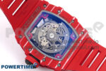 RM035-02 Red NTPT ZF 1:1 Best Edition Skeleton Dial on Red Rubber Strap RMAL1 Super Clone V6 - Image 9