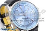 Navitimer Automatic 41mm SS TF 1:1 Best Edition Ice Blue Dial on Black Leather Strap A2824 - Image 3