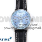 Navitimer Automatic 41mm SS TF 1:1 Best Edition Ice Blue Dial on Black Leather Strap A2824