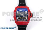 RM035-02 Red NTPT ZF 1:1 Best Edition Skeleton Dial on Black Rubber Strap RMAL1 Super Clone V6