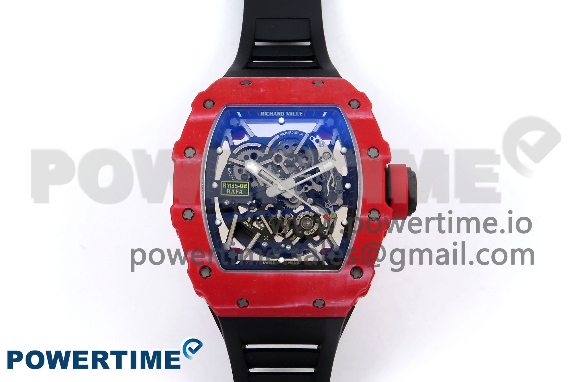 IMG_0045 RM035-02 Red NTPT ZF 1:1 Best Edition Skeleton Dial on Black Rubber Strap RMAL1 Super Clone V6 - Image 1