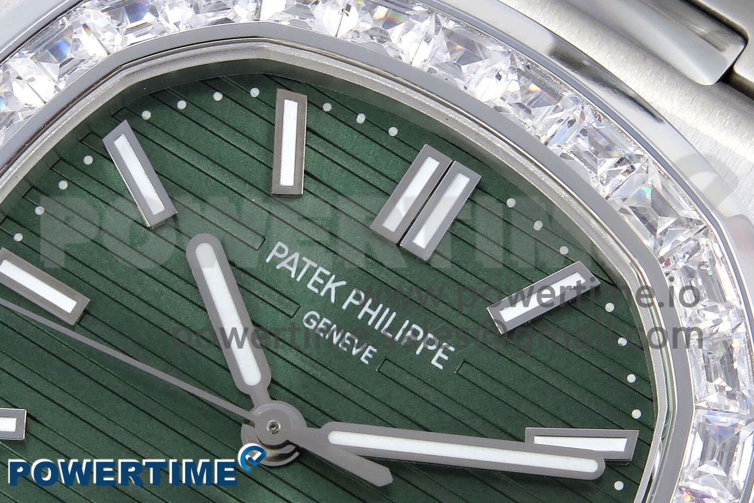 Nautilus 5711/1A 3KF 1:1 Best Edition Diamonds Bezel Green Textured Dial on SS Bracelet A324 Super Clone V2 - Image 6