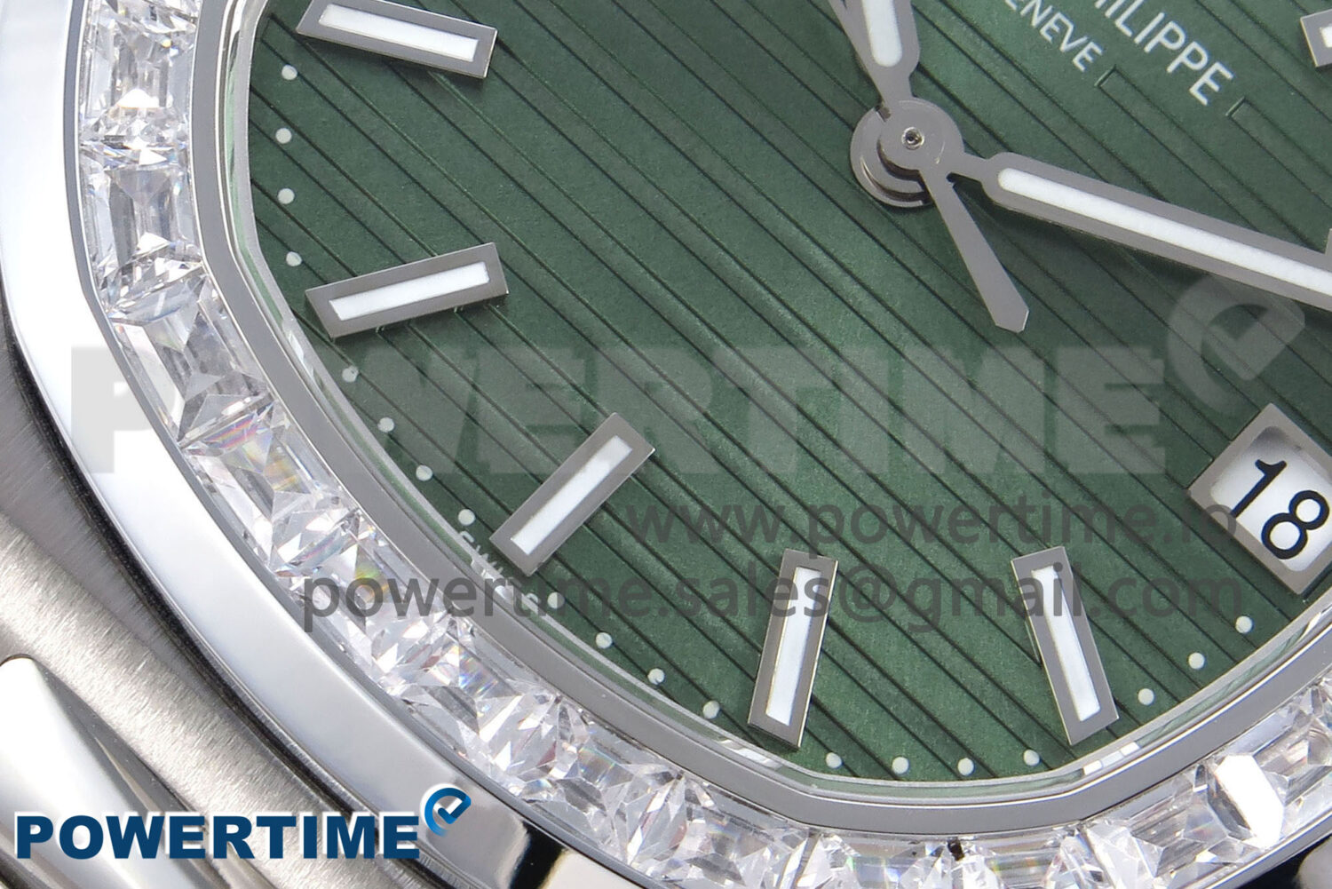 Nautilus 5711/1A 3KF 1:1 Best Edition Diamonds Bezel Green Textured Dial on SS Bracelet A324 Super Clone V2 - Image 7