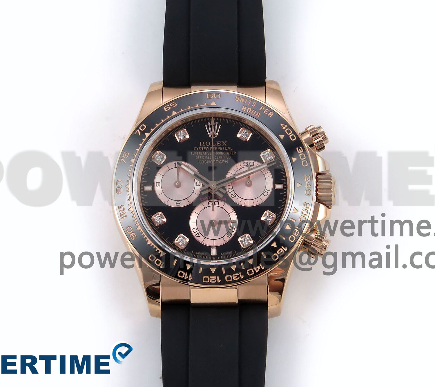 Daytona 126515 QF 1:1 Best Edition Black/RG Diamonds Dial on Oysterflex Strap SH4131 V6 (Weighted)