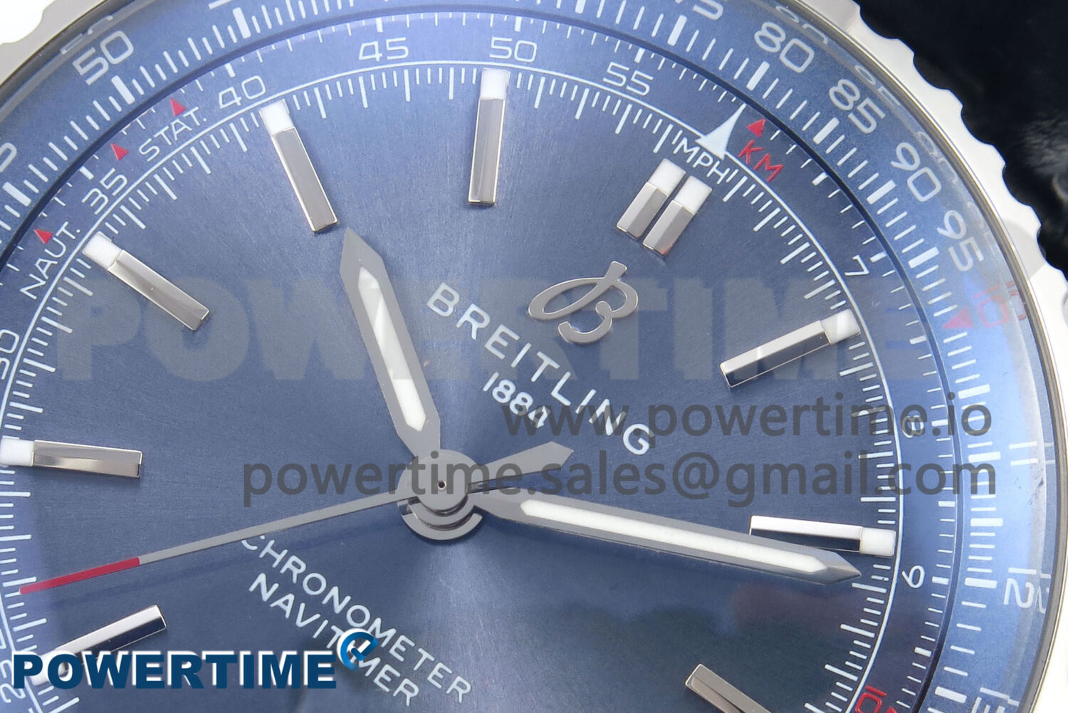 Navitimer Automatic 41mm SS TF 1:1 Best Edition Blue Dial on Black Leather Strap A2824 - Image 4
