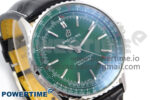 Navitimer Automatic 41mm SS TF 1:1 Best Edition Green Dial on Black Leather Strap A2824 - Image 3