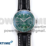 Navitimer Automatic 41mm SS TF 1:1 Best Edition Green Dial on Black Leather Strap A2824