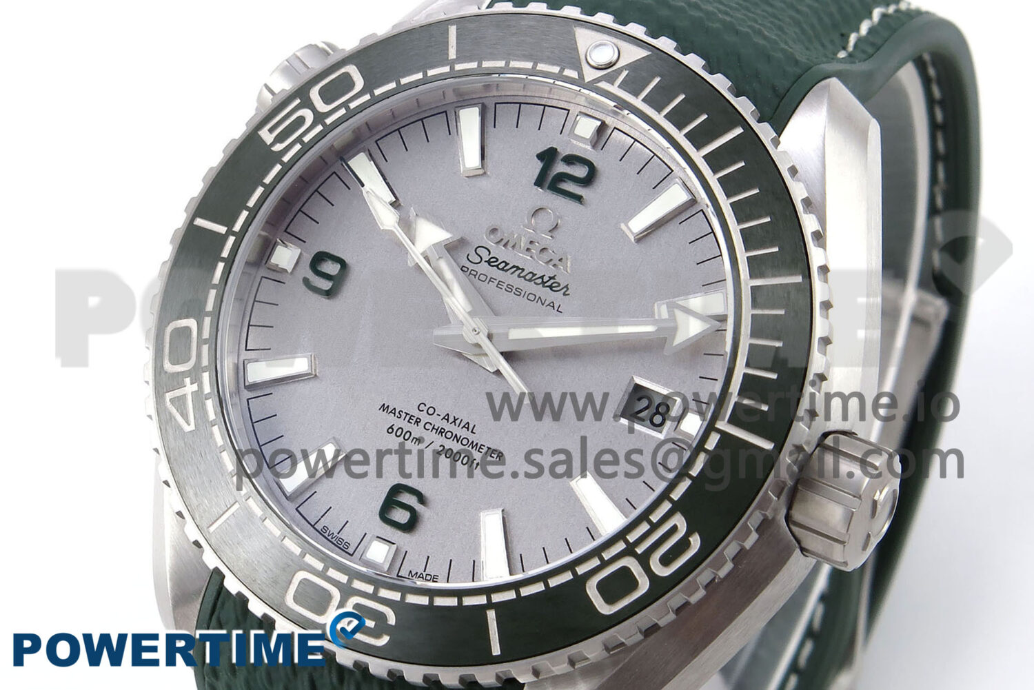 Planet Ocean 43.5mm SS VSF 1:1 Best Edition Green Bezel White Dial on Green Rubber Strap A8900 Super Clone - Image 2