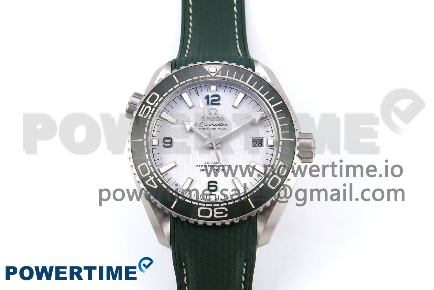 Planet Ocean 43.5mm SS VSF 1:1 Best Edition Green Bezel White Dial on Green Rubber Strap A8900 Super Clone - Image 1