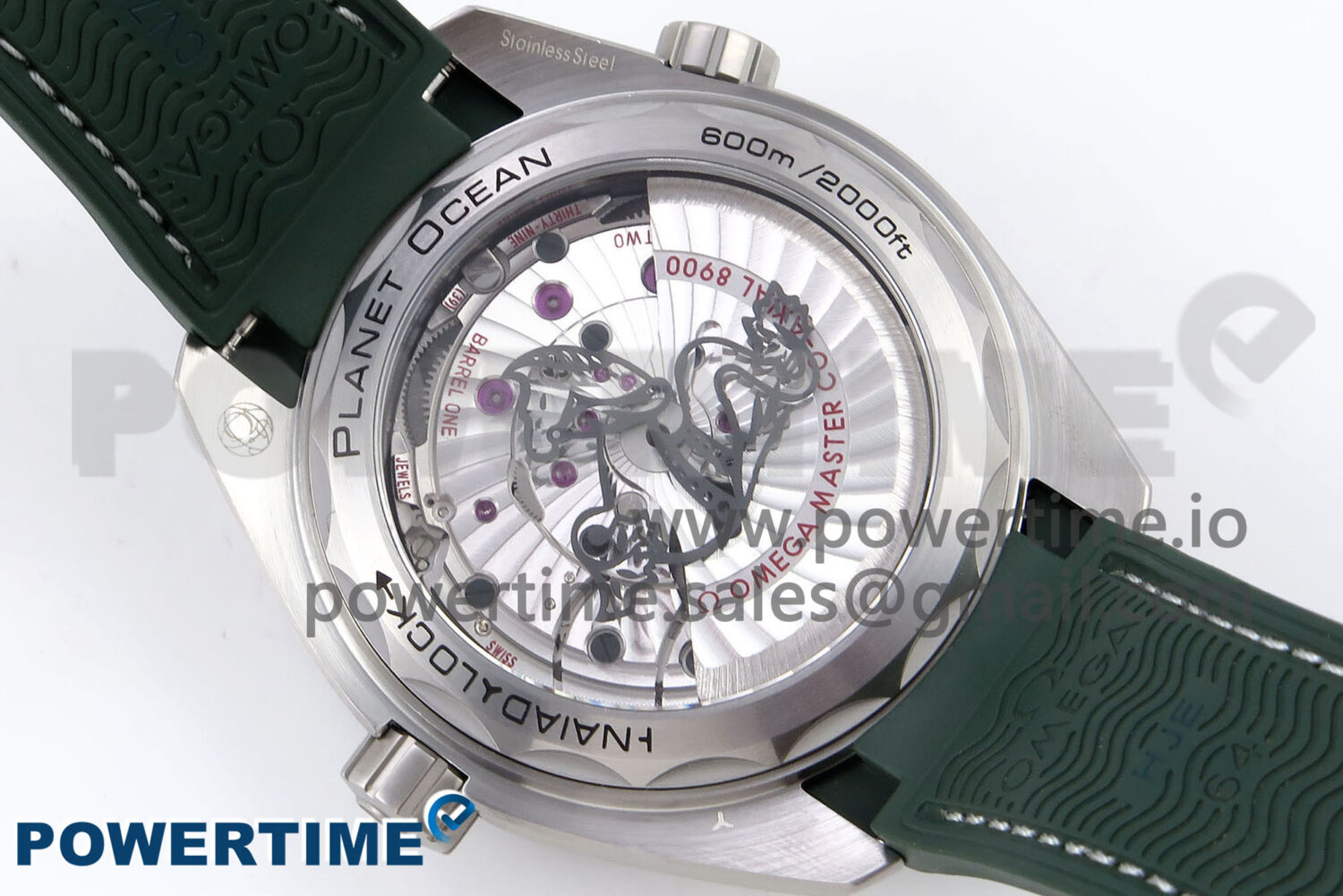 Planet Ocean 43.5mm SS VSF 1:1 Best Edition Green Bezel White Dial on Green Rubber Strap A8900 Super Clone - Image 8