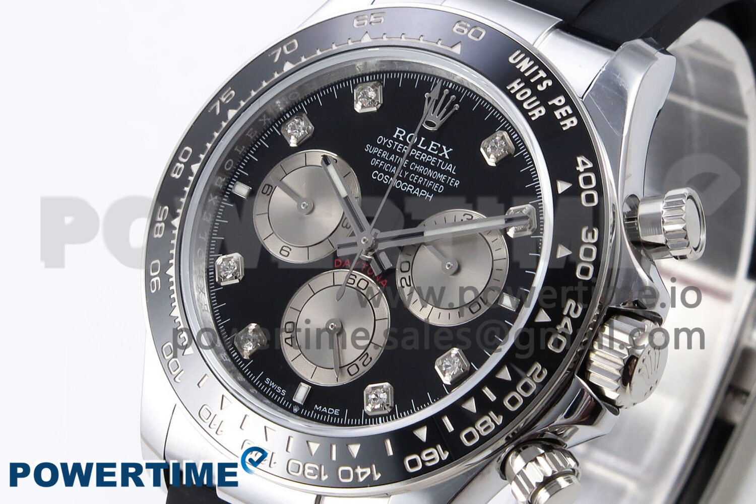 Daytona 126519 QF 1:1 Best Edition Black/Silver Diamonds Dial on Oysterflex Strap SH4131 V6 (Weighted) - Image 2