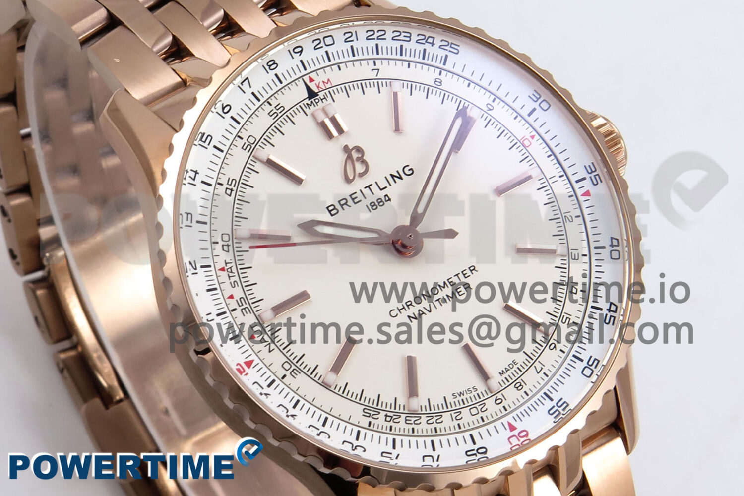 Navitimer Automatic 41mm RG TF 1:1 Best Edition White Dial on RG Bracelet A2824 - Image 3