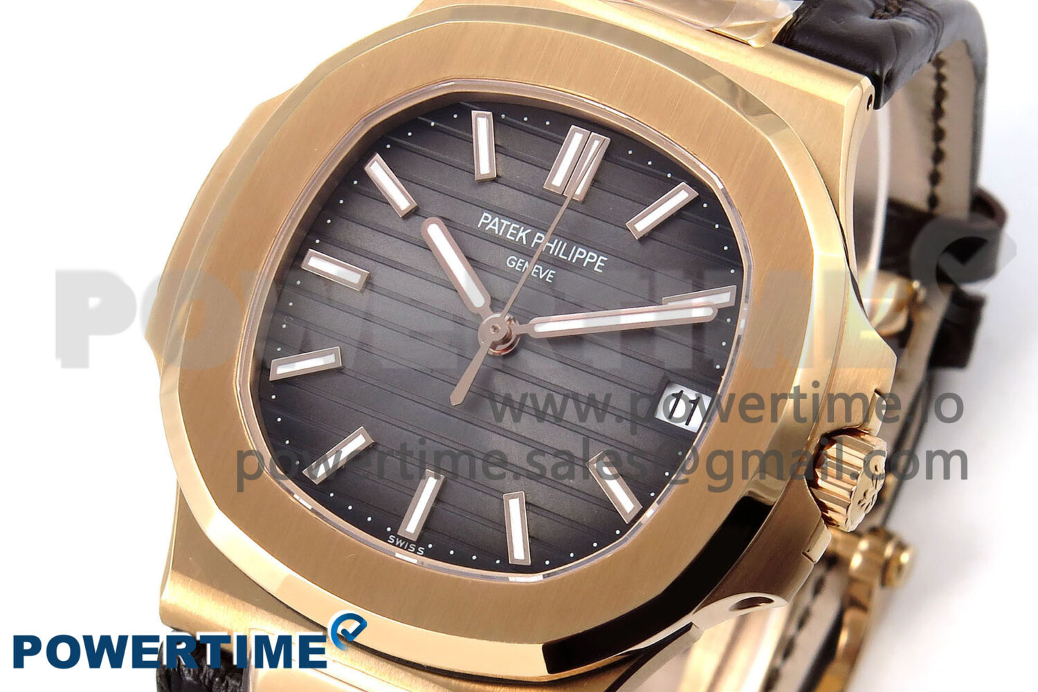 Nautilus 5711/1R RG 3KF 1:1 Best Edition Brown Textured Dial on Brown Leather Strap A324 Super Clone V2 - Image 3