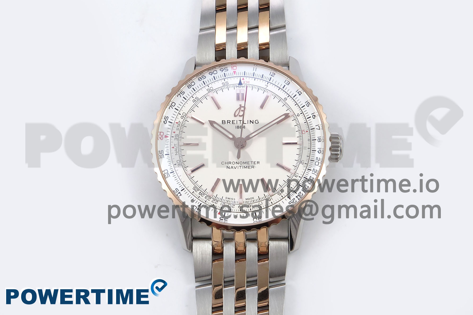 IMG_0141 Navitimer Automatic 41mm SS/RG TF 1:1 Best Edition White Dial on SS/RG Bracelet A2824 - Image 1