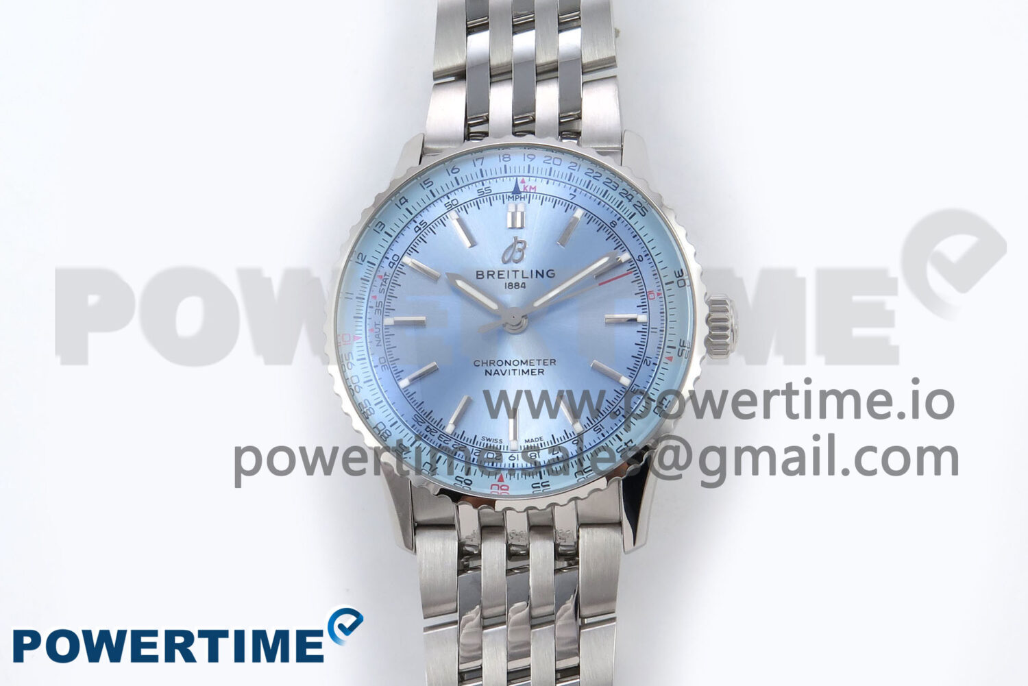 Navitimer Automatic 41mm SS TF 1:1 Best Edition Ice Blue Dial on SS Bracelet A2824 - Image 1