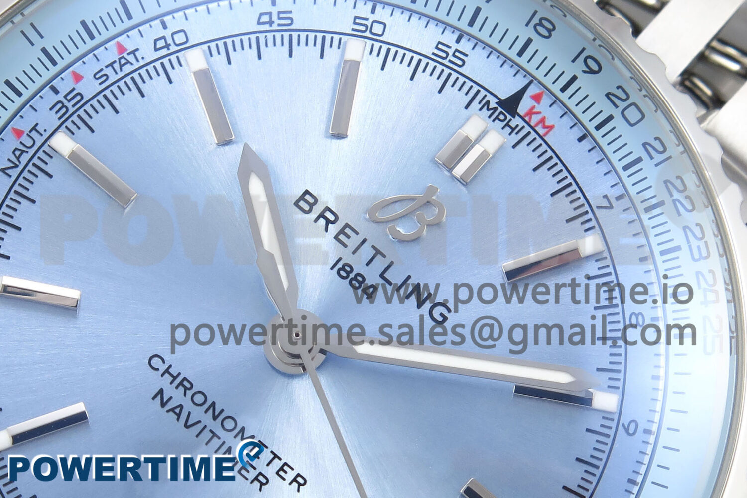 Navitimer Automatic 41mm SS TF 1:1 Best Edition Ice Blue Dial on SS Bracelet A2824 - Image 4