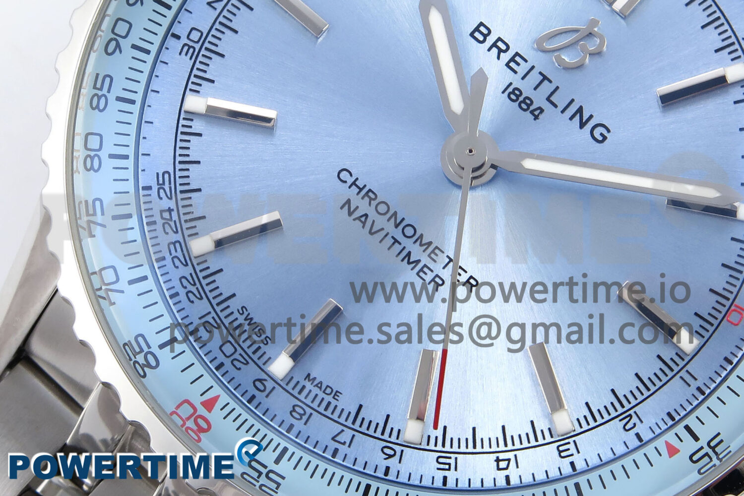 Navitimer Automatic 41mm SS TF 1:1 Best Edition Ice Blue Dial on SS Bracelet A2824 - Image 5