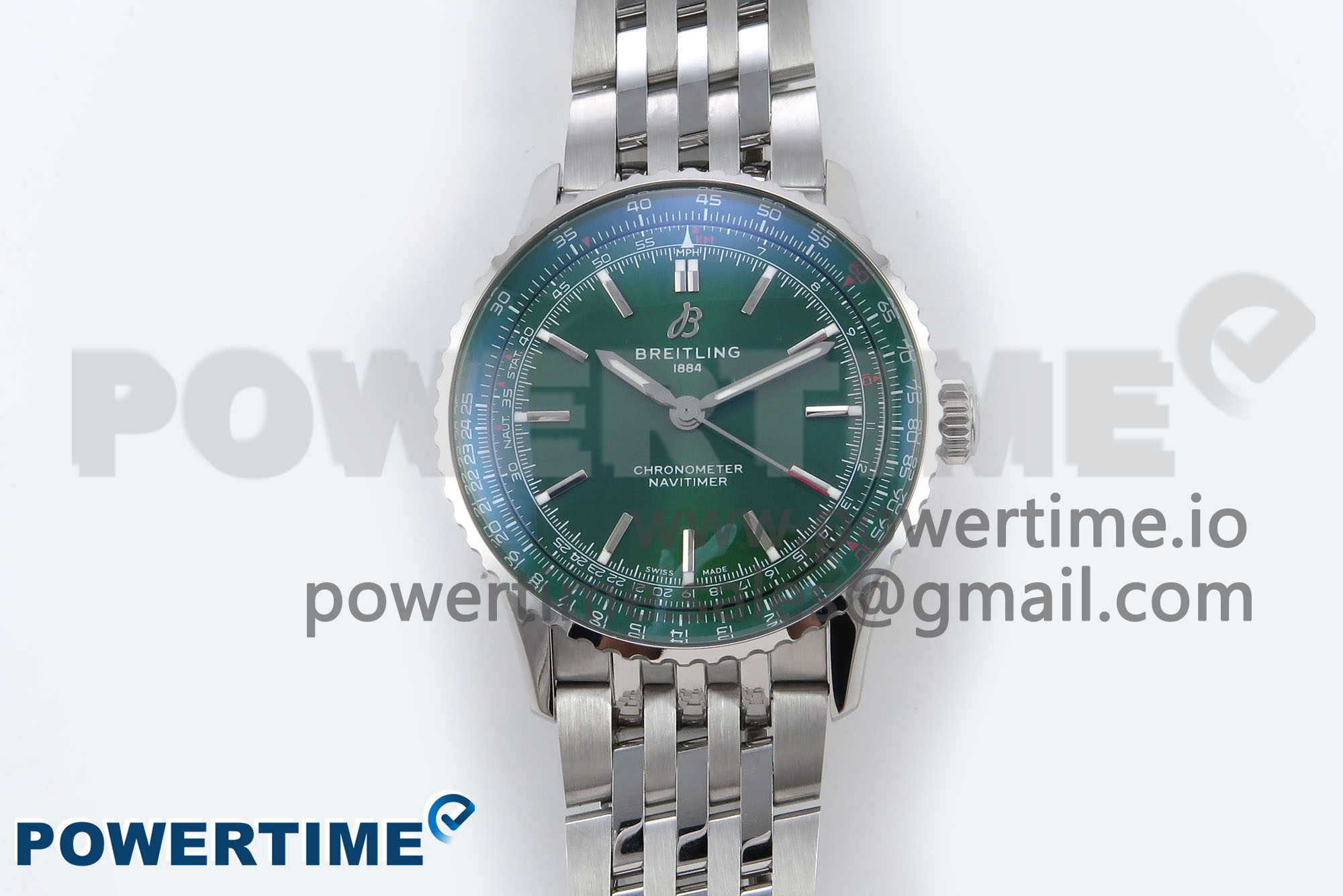 IMG_0187 Navitimer Automatic 41mm SS TF 1:1 Best Edition Green Dial on SS Bracelet A2824 - Image 1