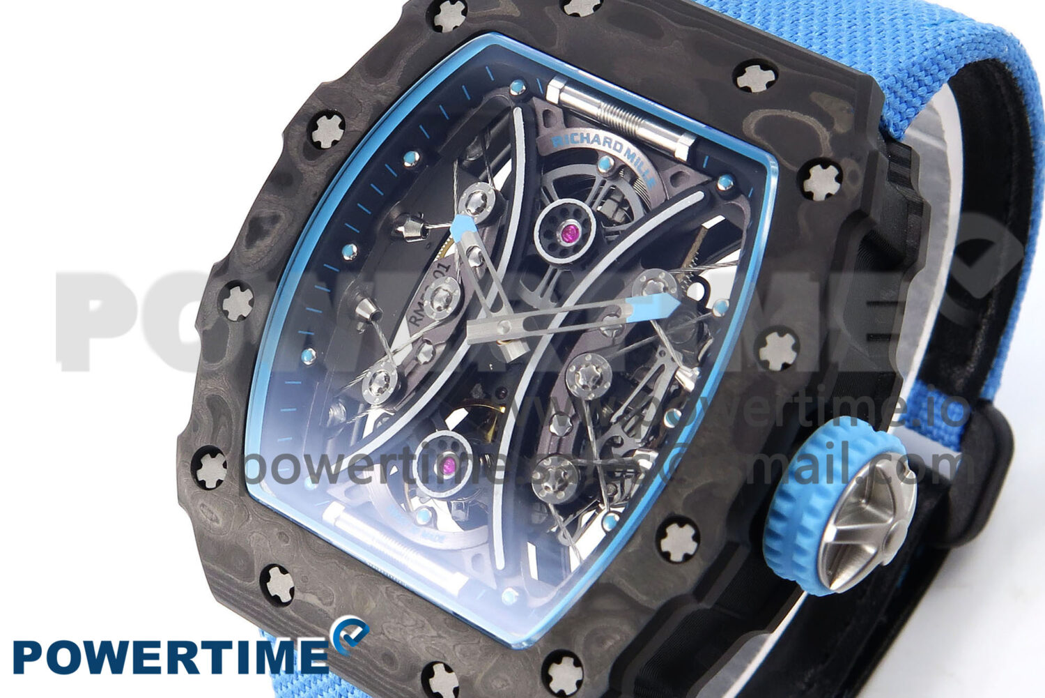 RM053-01 Real Forge Carbon JBF Best Edition Skeleton Dial on Blue Nylon Strap Asian Movement - Image 2