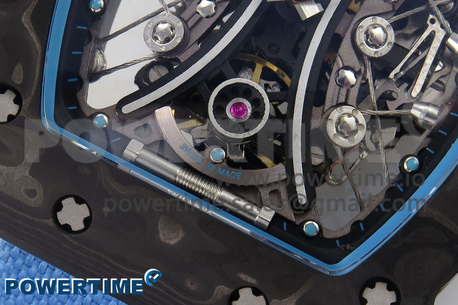 RM053-01 Real Forge Carbon JBF Best Edition Skeleton Dial on Blue Nylon Strap Asian Movement - Image 5