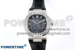 Nautilus 5712 SS PPF 1:1 Best Edition Blue Dial Diamonds Bezel on Black Leather Strap A240 Super Clone V2