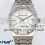 Royal Oak 41mm 15510 “50th Anniversary” SS IPF 1:1 Best Edition White Textured Dial on SS Bracelet SA4302 Super Clone