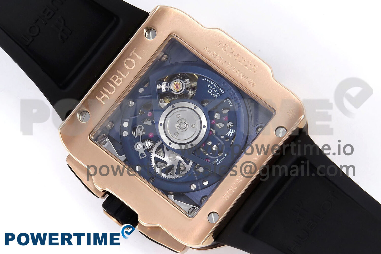 Square Bang Unico 42mm RG BBF 1:1 Best Edition Skeleton Dial on Blue Rubber Strap A1280 - Image 8