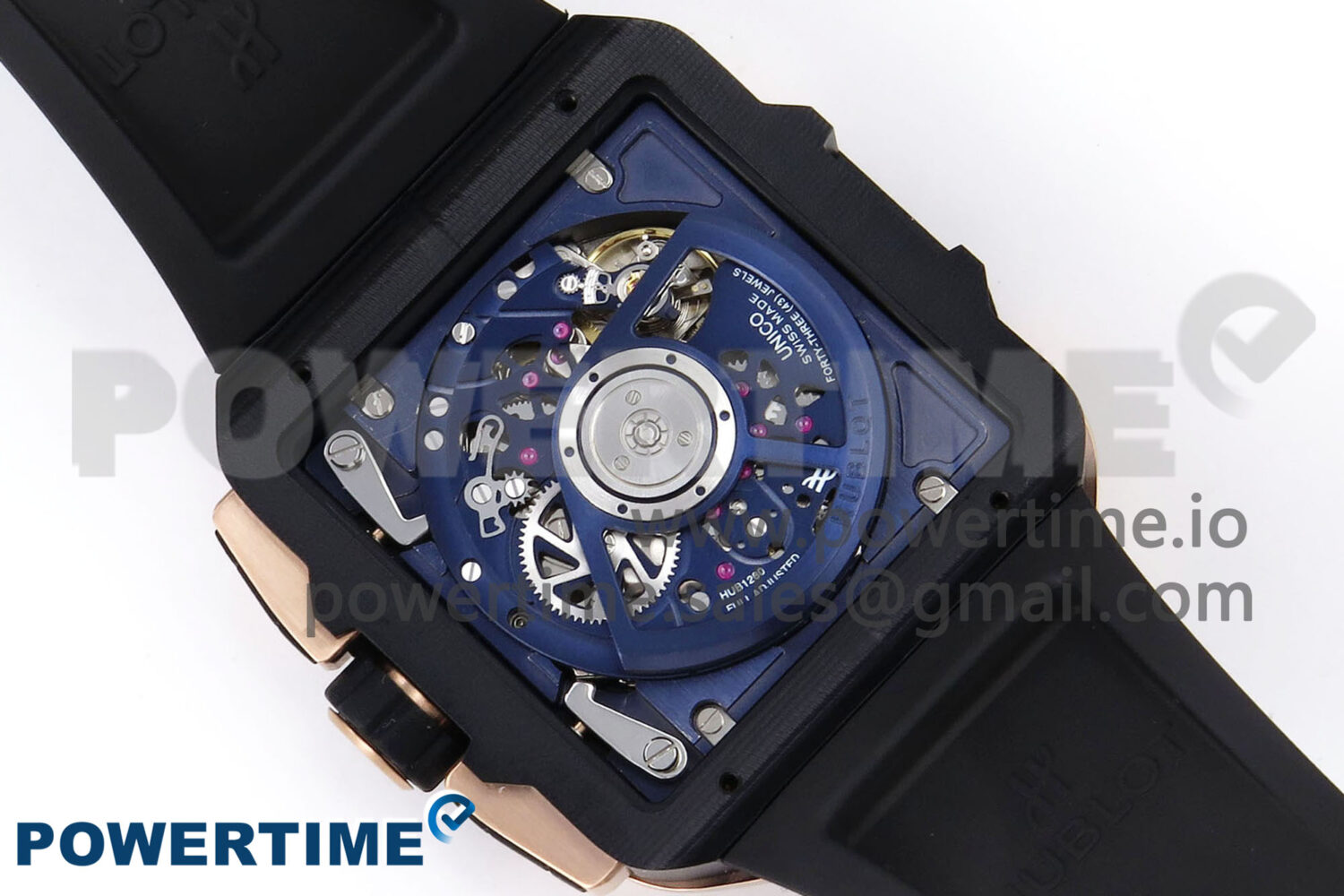 Square Bang Unico 42mm RG/Ceramic BBF 1:1 Best Edition Skeleton Dial on Blue Rubber Strap A1280 - Image 9