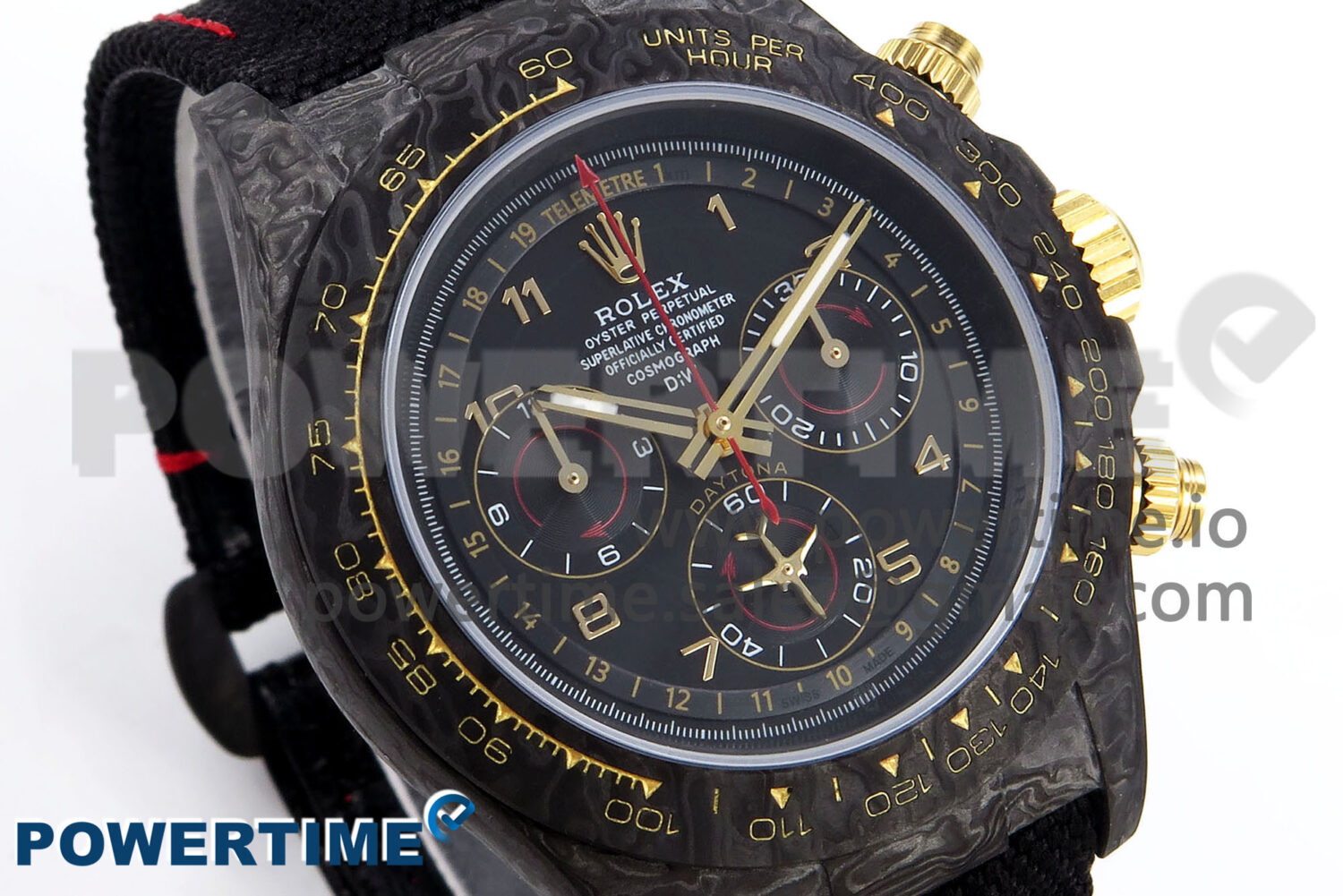Daytona DIW Black Carbon DIWF Best Edition Black/Red Dial on Black Nylon Strap SH4130 - Image 3