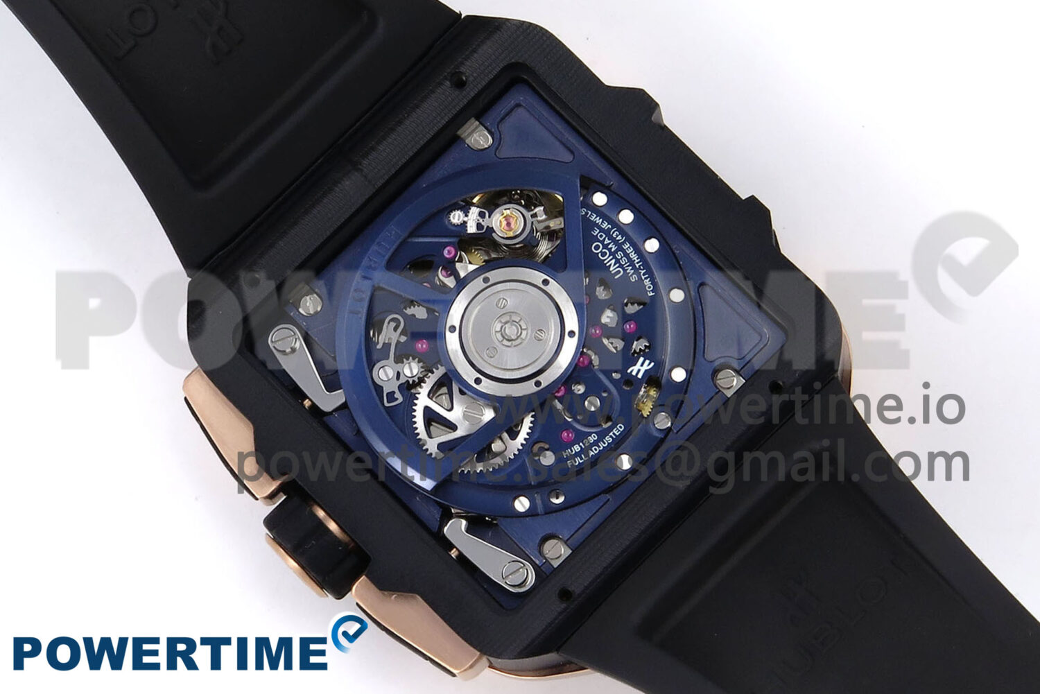 Square Bang Unico 42mm RG/Ceramic BBF 1:1 Best Edition Skeleton Dial on Blue Rubber Strap A1280 - Image 10