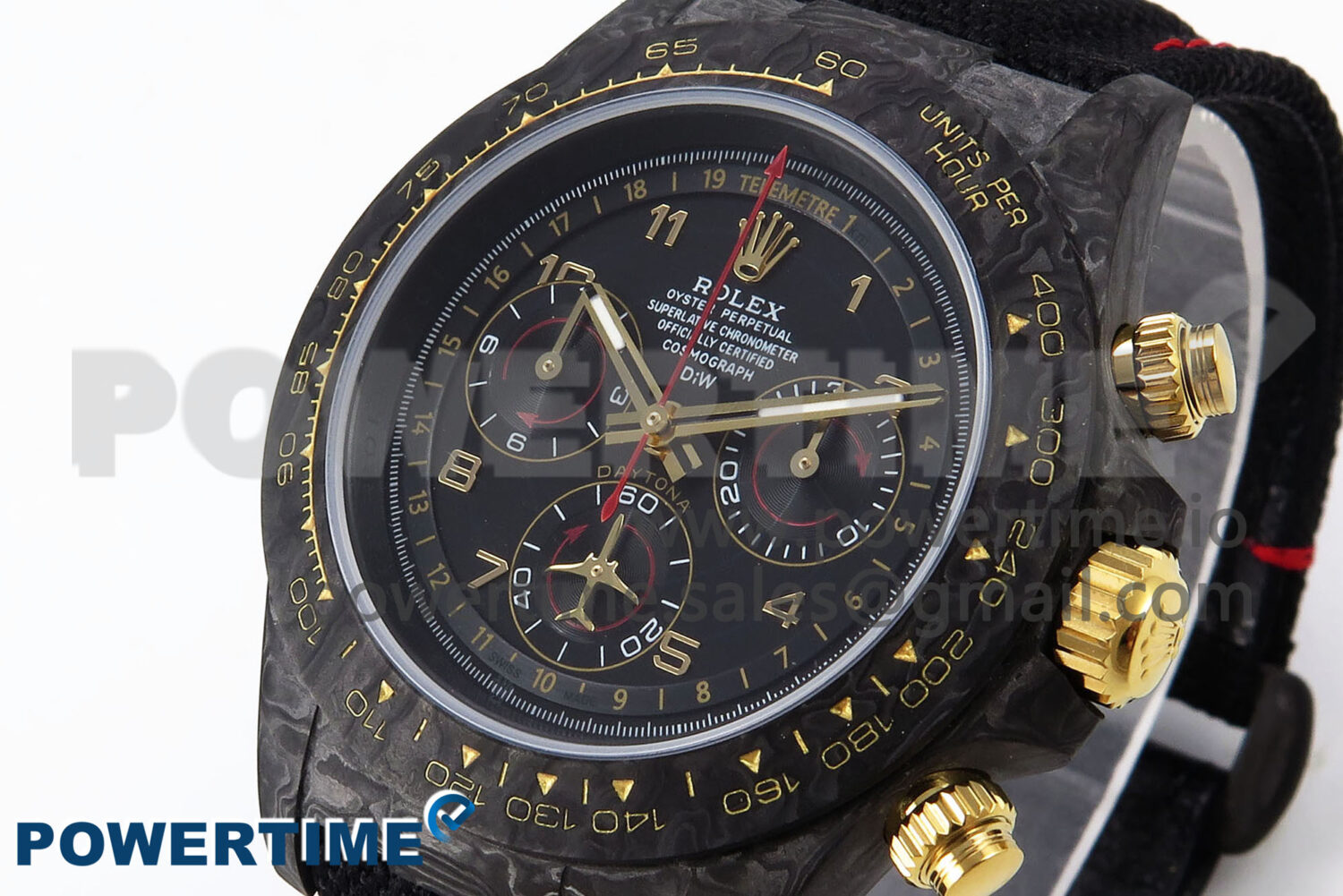 Daytona DIW Black Carbon DIWF Best Edition Black/Red Dial on Black Nylon Strap SH4130 - Image 2