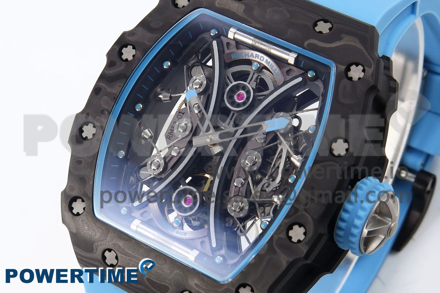 RM053-01 Real Forge Carbon JBF Best Edition Skeleton Dial on Blue Rubber Strap Asian Movement - Image 2
