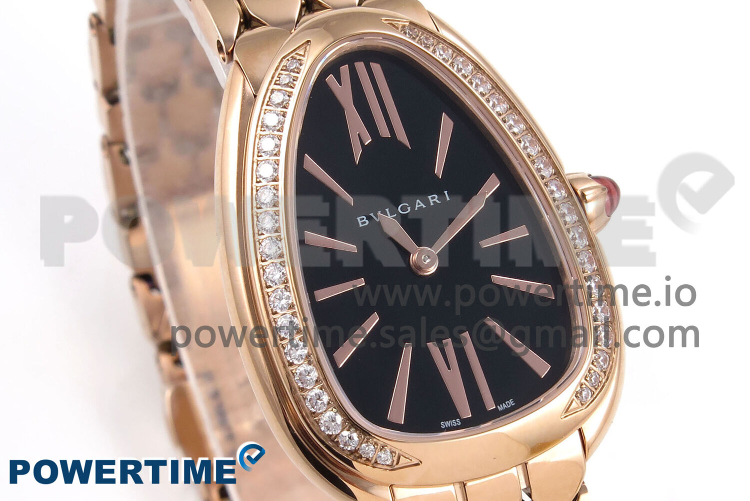 Serpenti Seduttori Watch RG BVF 1:1 Best Edition Black Dial Diamonds Bezel on RG Bracelet Swiss Quartz - Image 3